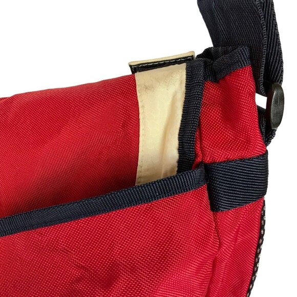 Vintage Tommy Hilfiger Messenger Book Bag Red Blue Spellout Patriotic - Picture 4 of 10